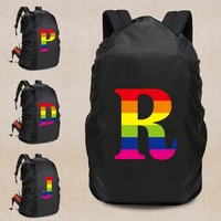 travel backpack rain cover waterproof dust rainbow letter pattern shoulder bag 20l 70l outdoor camping foldable protect case