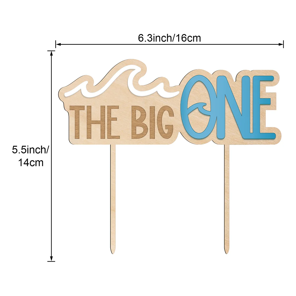 Деревянный Топпер для торта «The Big One»-идеально подходит для первого дня рождения и серфинга, Фотофон для торта на день рождения