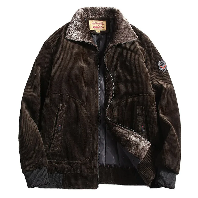 

Mens Warm Winter Corduroy Jackets and Coats Fur Collar Winter Casual Jacket Outwear Male Thermal Windbreaker Mens Jacket