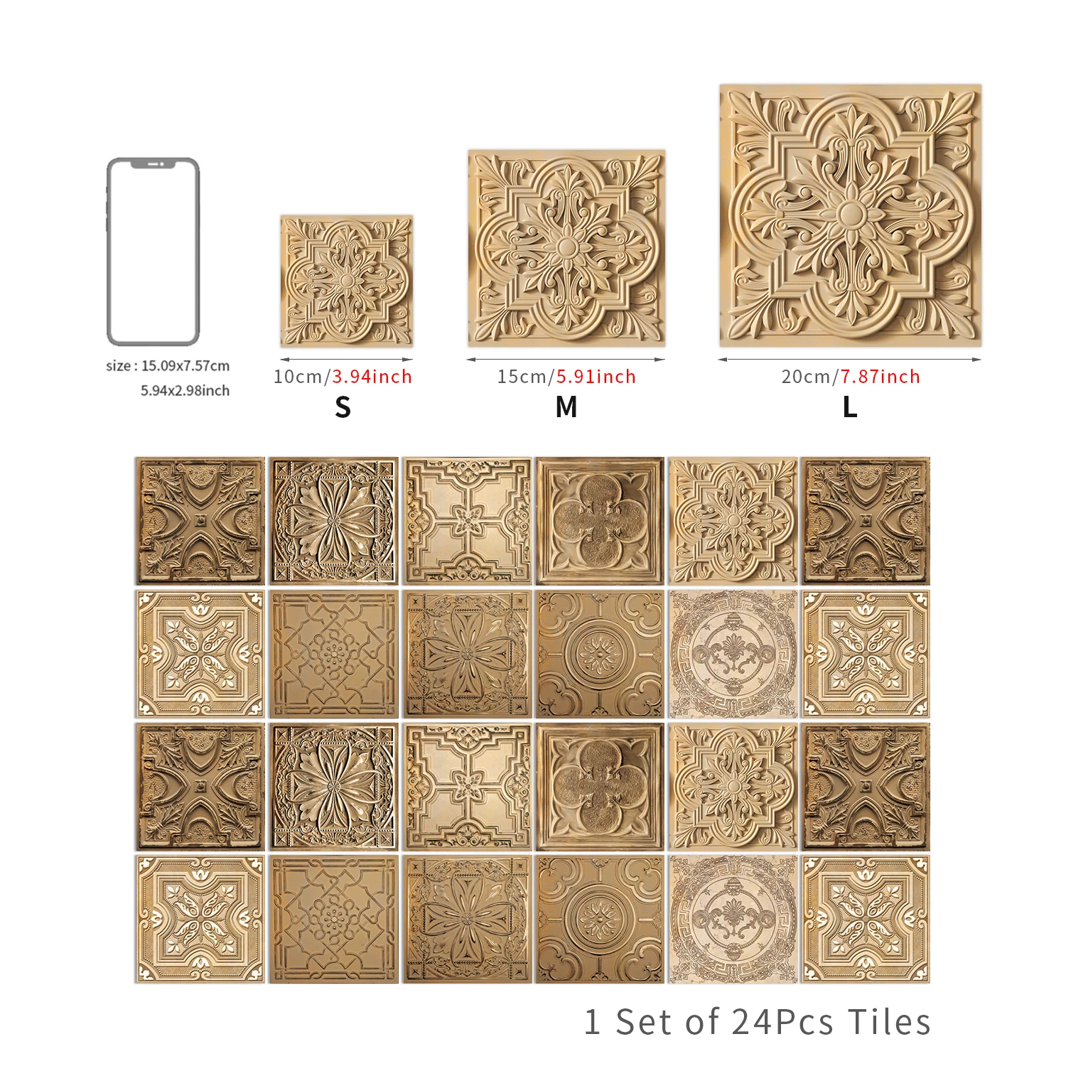 24 шт. наклейки на стену в европейском стиле ретро художественная плитка с