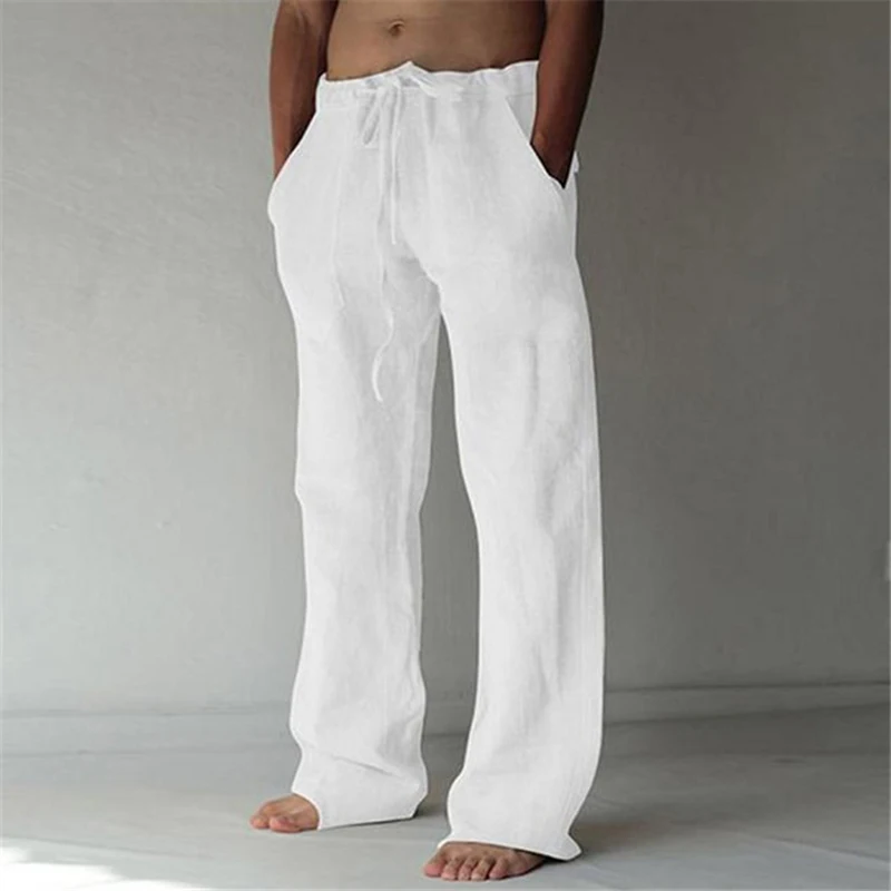 Men's Cotton Linen Casual Pants Male Shorts Pants Breathable Trousers Fitness Streetwear for Men Clothing Jogging Autumn Summer