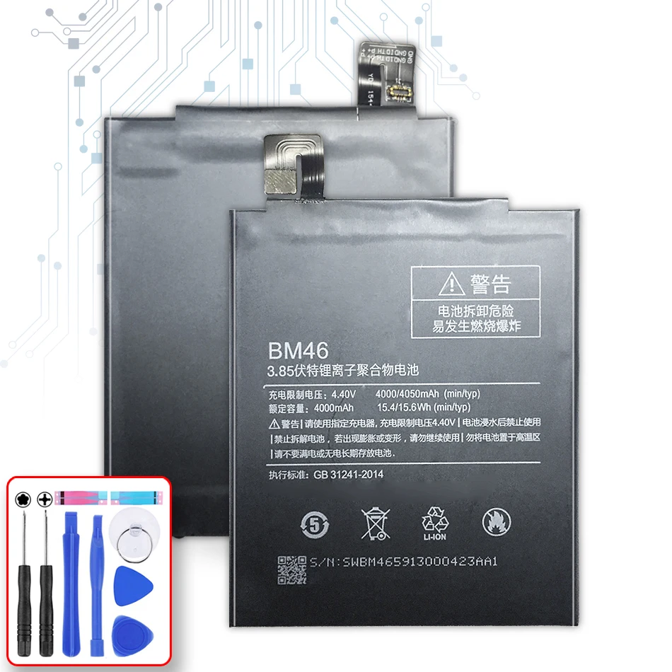 

Оригинальный аккумулятор ykaisсеребрин BM46 4050 мАч для Xiaomi Redmi Note 3 Note3/ Note 3 Pro Note 3Pro BM 46, батареи и инструменты