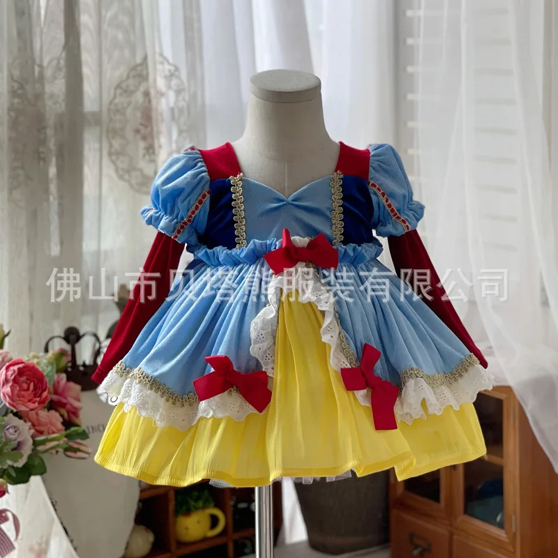 

Платье для девочек 1-3 лет, из 2023 хлопка, элегантное милое платье на день рождения, с длинным рукавом, для принцессы, официальное Вечернее Бальное Платье с V-образным вырезом