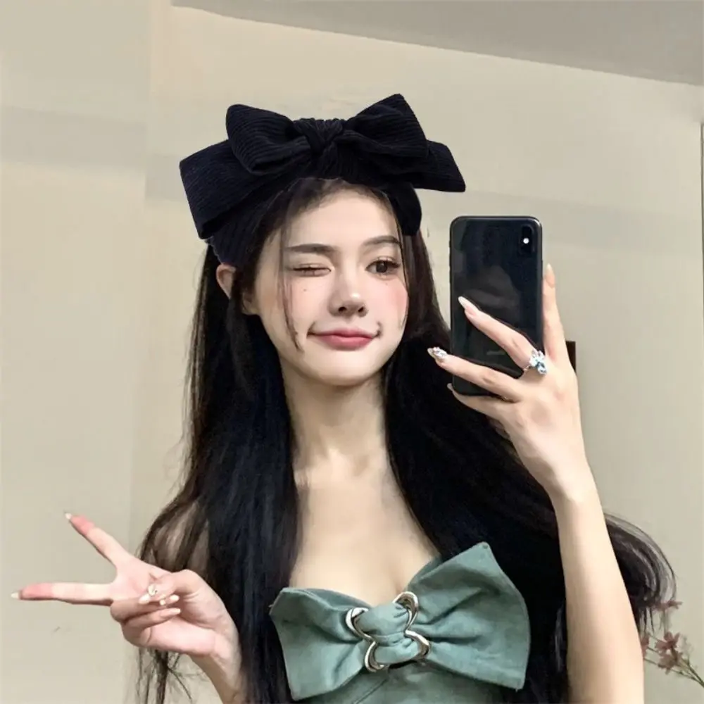 Темпераментная вельветовая повязка на голову с галстуком-бабочкой широкий