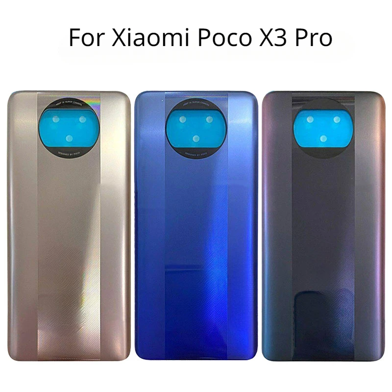 

For Xiaomi Poco X3 Pro M2102J20SG Back Battery Cover Panel Rear Housing Case Replace Door Replacement Parts + with logo