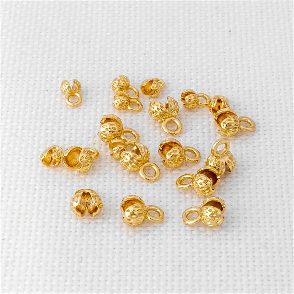 

14K gold bag color protection flower bud bag buckle bracelet necklace link buckle end clip DIY jewelry accessories