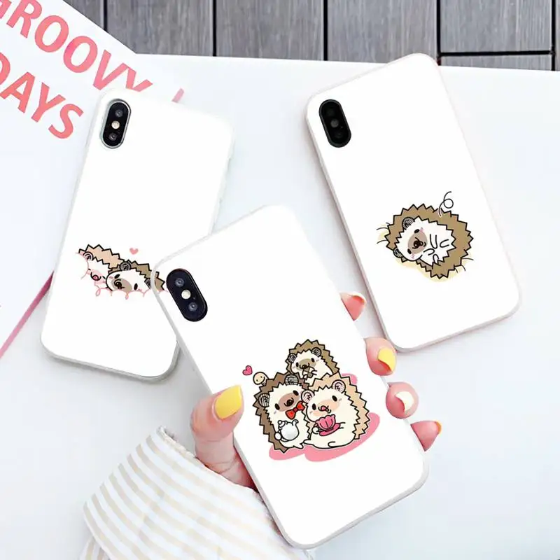 

hedgehog lovely cartoon Phone Case Candy Color for iPhone 6 7 8 11 12 13 s mini pro X XS XR MAX Plus