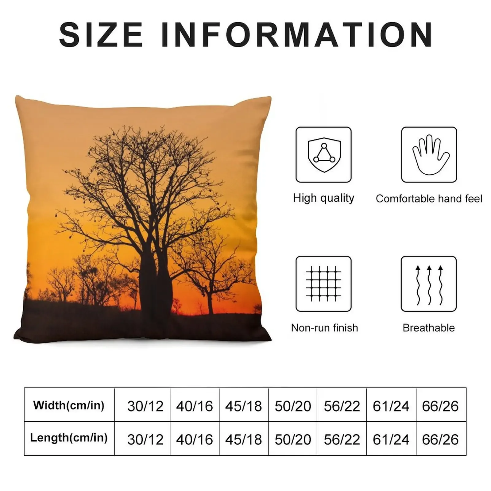 Деревья в закате Кимберли Западная Австралия Декоративная подушка Декоративные