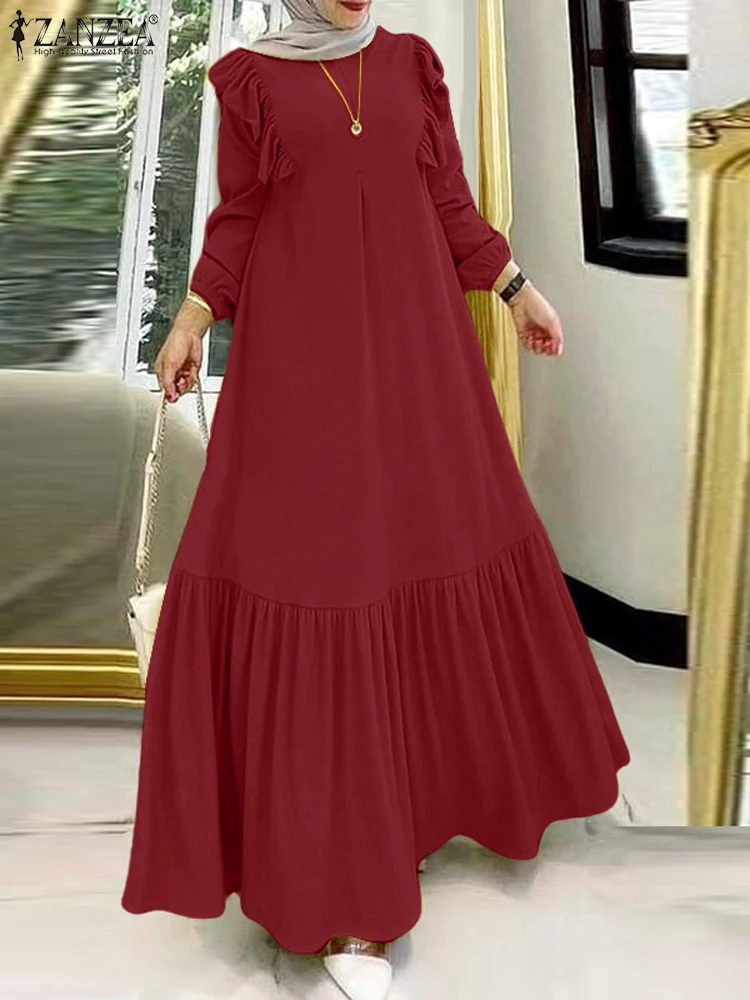 Ид Мубарек мусульманское турецкое платье Абая ZANZEA осеннее женское элегантное с