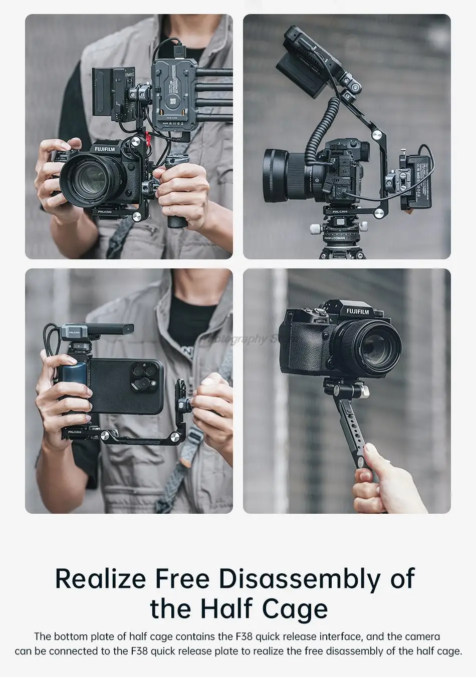 Быстросъемная Складная половинная клетка FALCAM F22 F38 и F50 для камеры Zve10 A7iv A7c Fx3 A7m4 A6700