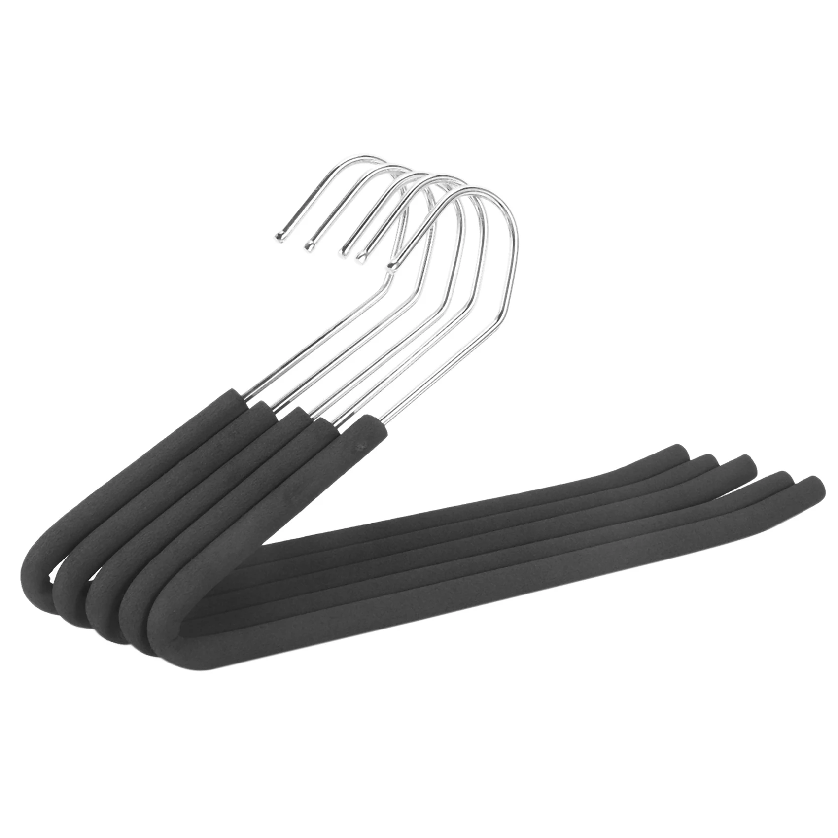 

Open End Trouser Hangers Slack Pant Hanger with Non- Foam Coated Black 5-Pack