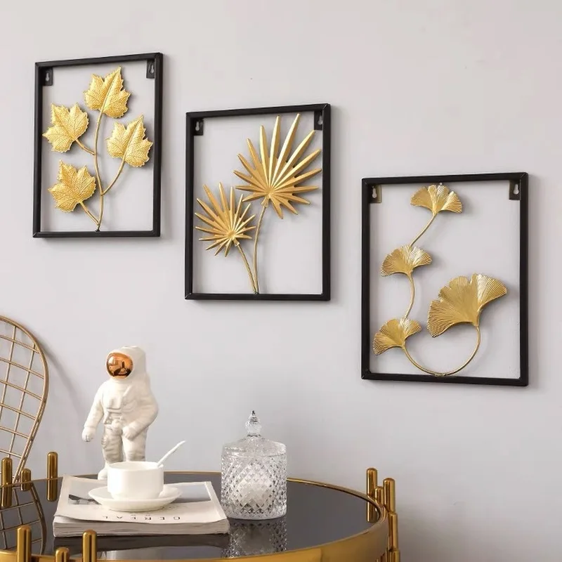 

Настенные украшения в скандинавском стиле, золотой гинкго билоба, настенный подвесной фон для телевизора, креативный настенный подвесной д...