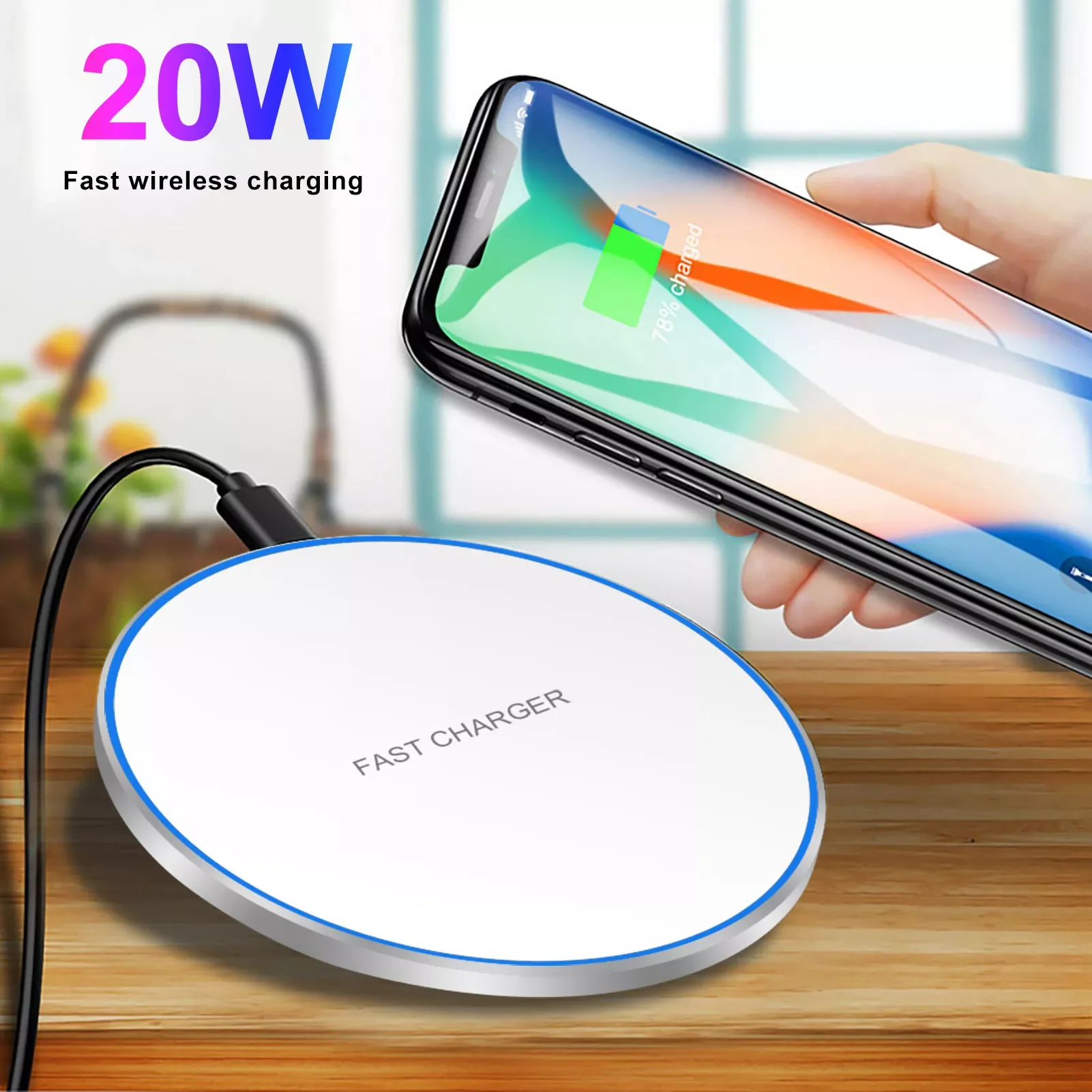

20W Fast Wireless Charger for iphone 12 11 XR Aluminum Alloy Charging Pad Fast Wireless Charger Desktop For HUAWEI
