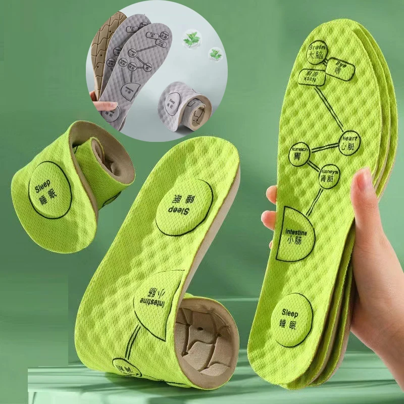 

Стельки для акупрессуры для мужчин и женщин, мягкие дышащие спортивные вкладыши, поглощающие пот дезодорирующие стельки, прокладки для обу...