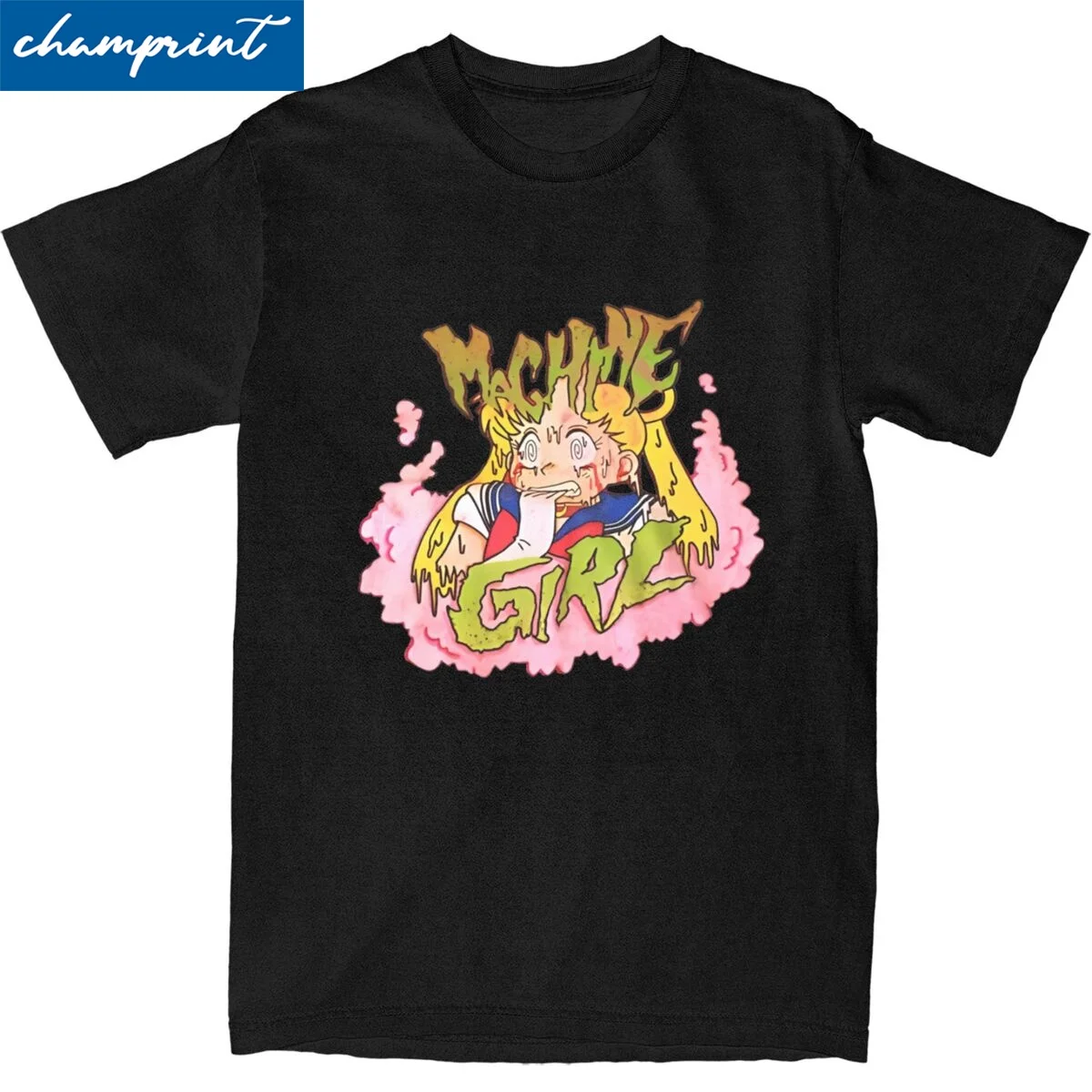 Футболка мужская с круглым вырезом модный топ из хлопка коротким рукавом Sailormoons