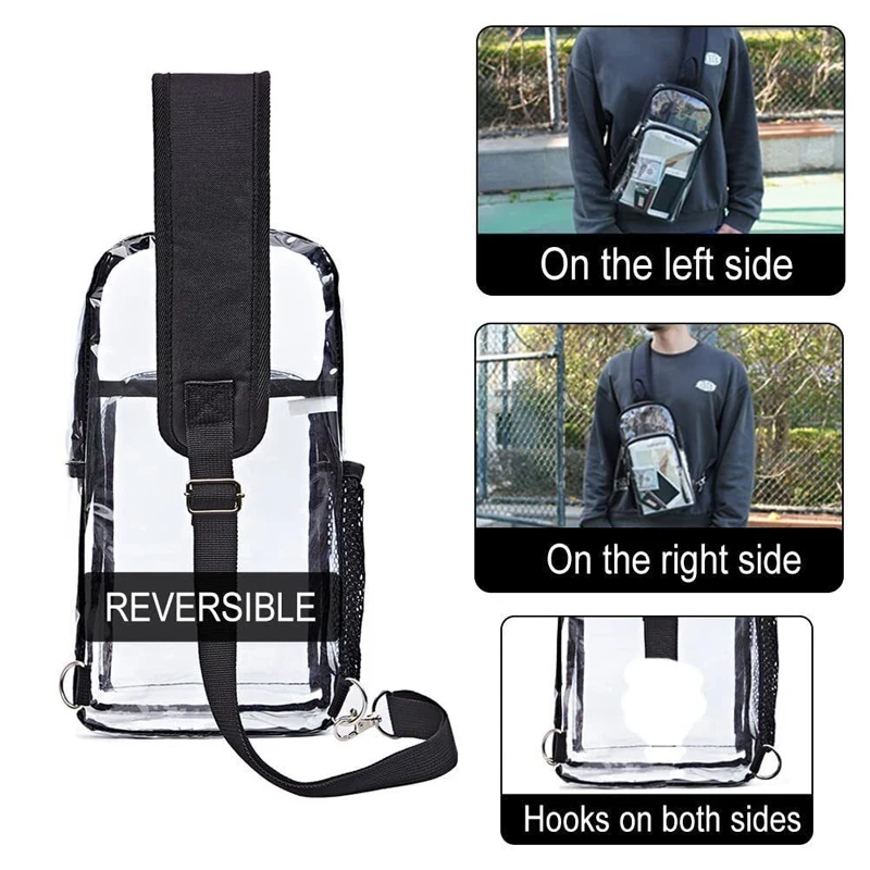 Men's Transparent Chest Bag PVC Waterproof Sports Fitness Hip-Hop Crossbody Pack Women Shoulder Bags Street Trend Fashion New