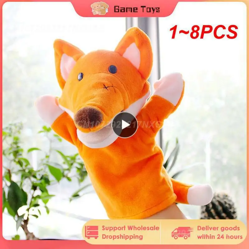 

1~8PCS Animal Hand Finger Puppet Plushed Doll Educational Toys Fox Bear Simulator Soft Stuffed Toys Anime Doll Game