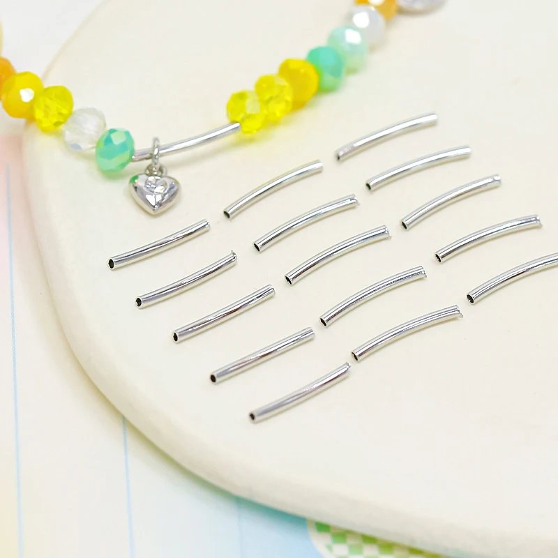 

House A White Housecolor-preserving hollow plain silver tube beads diy handmade bracelet necklace accessories