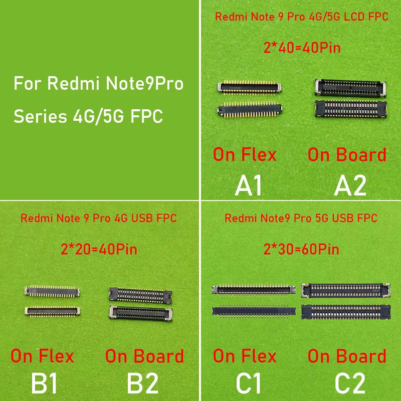 2 шт. 40 50 Pin USB зарядное устройство для зарядки FPC Разъем Xiaomi Redmi Note 9 Pro/4G 5G/Note9 Pro