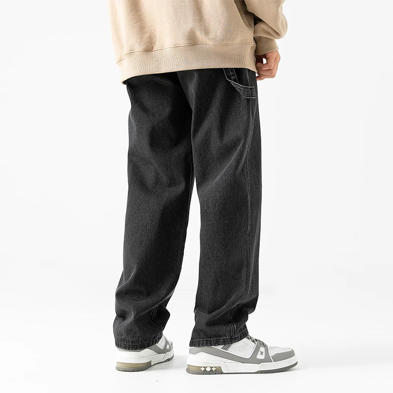 HANLU 2022 Autumn New Streetwear Baggy Brand Jeans Men Korean Fashion Straight Wide Leg Pants Male y2k Clothing Classic color