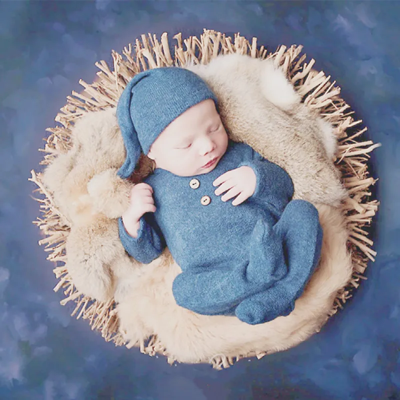 Newborn Photography Clothing Hat+Jumpsuit 2Pcs/Set Studio Baby Photo Props Accessories Infant 0-1Month Shoot Clothes Outfits