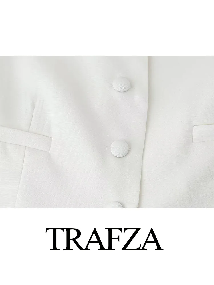 Женский однобортный Топ Без Рукавов TRAFZA свободный однотонный Тонкий с карманами