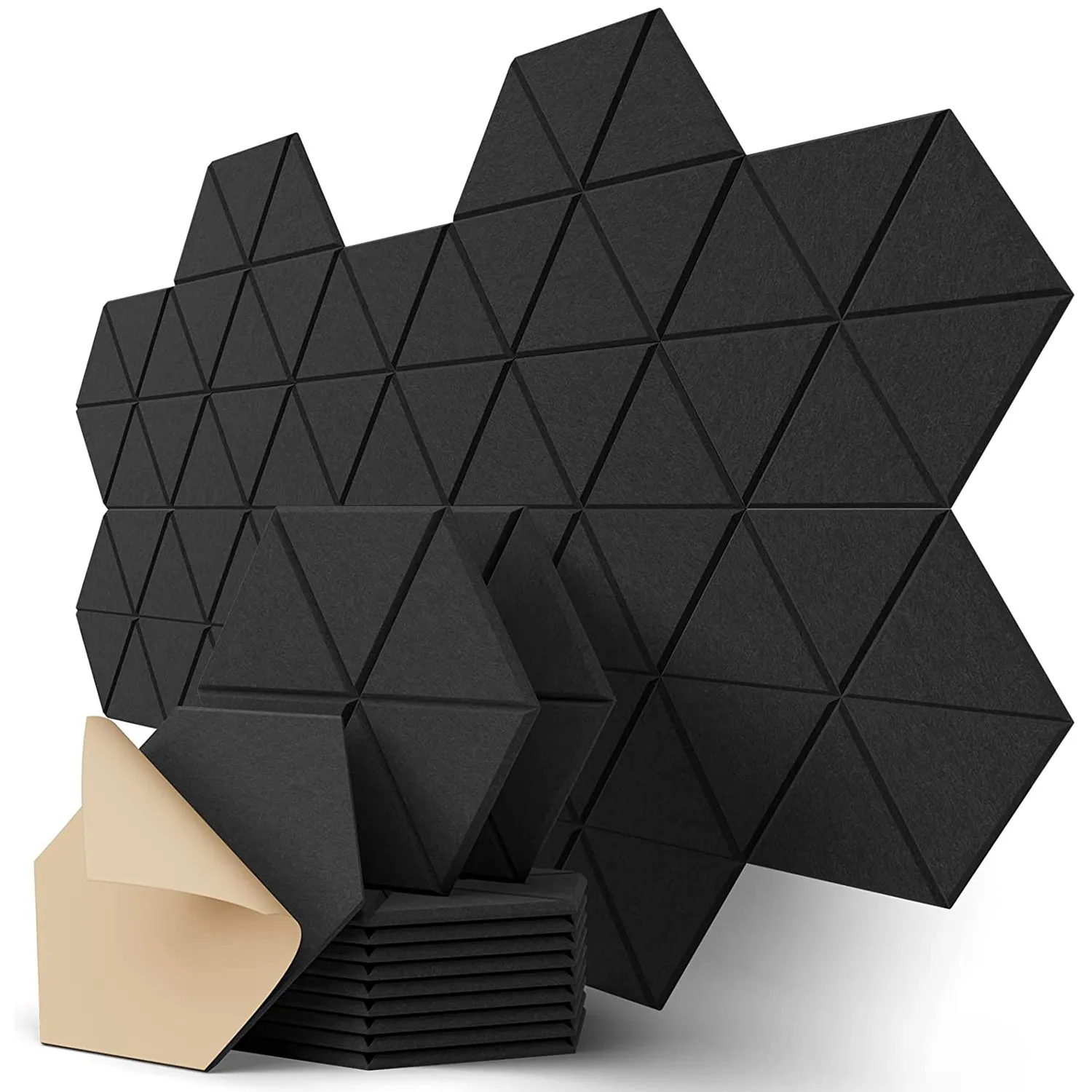 

Self-Adhesive Acoustic Panels 12X10X0.4Inch,3D Textured Sound Proof Foam Panel with High Density (12 Pack Black)