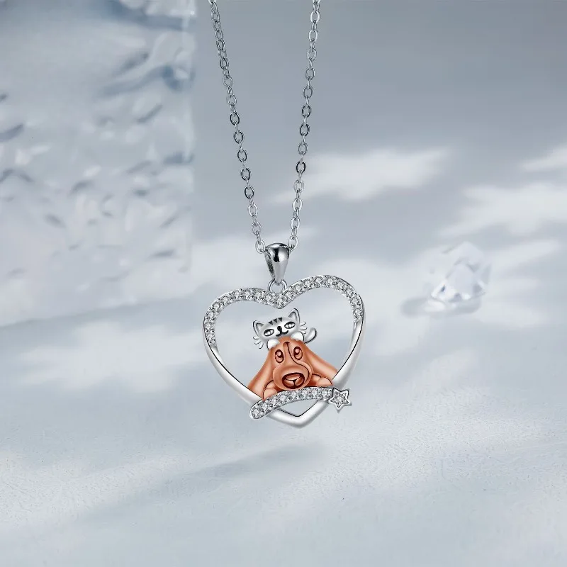 Ожерелье с подвеской в виде милых домашних животных колье-цепочка форме сердца