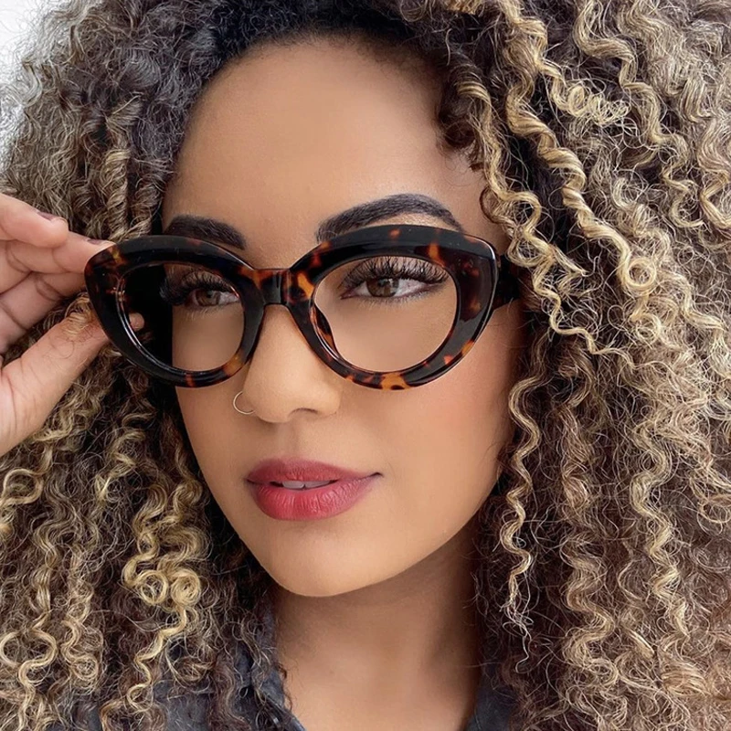

Новинка 2022, модные пикантные очки «кошачий глаз», женские винтажные очки в полоску, оптические очки с защитой от синего света, женские леопа...
