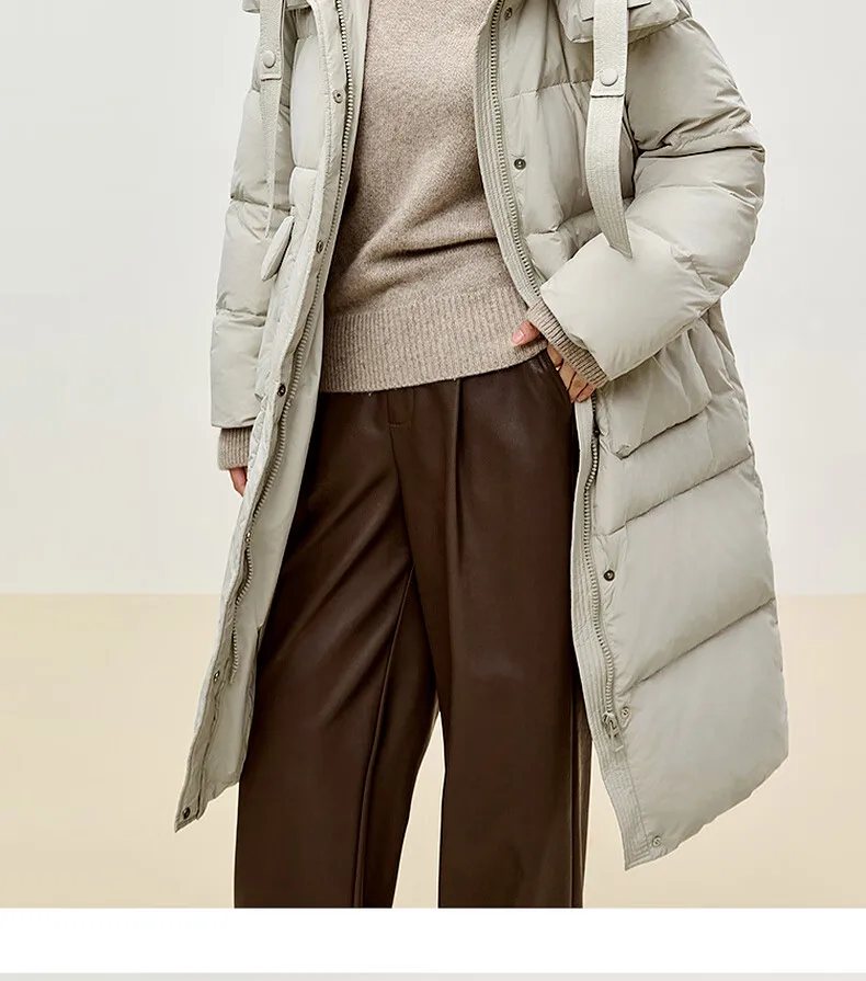 SENTUBILA женский зимний пуховик теплый 90% белый утиный пух пальто с капюшоном на