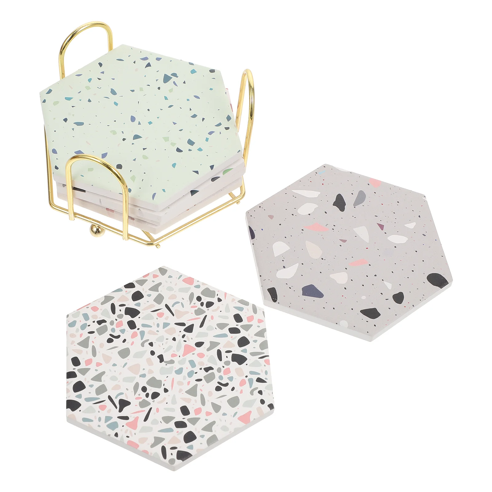 

Coaster Cup Ceramic Mat Coasters Hexagon Padhome Drink Hot Pottery Table Teacup Rackshape Storage Creative Insulation Stone