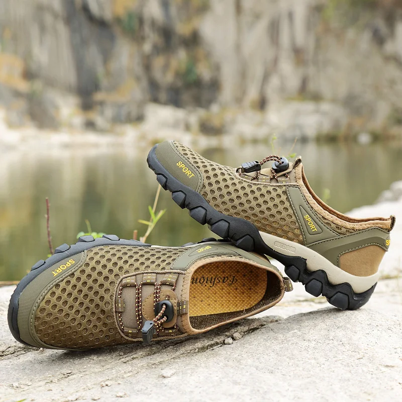 Mens Casual Summer Breathable Hiking Shoes Non-slip Outdoor Camping Jogging Sneakers Female Mountain Shoes