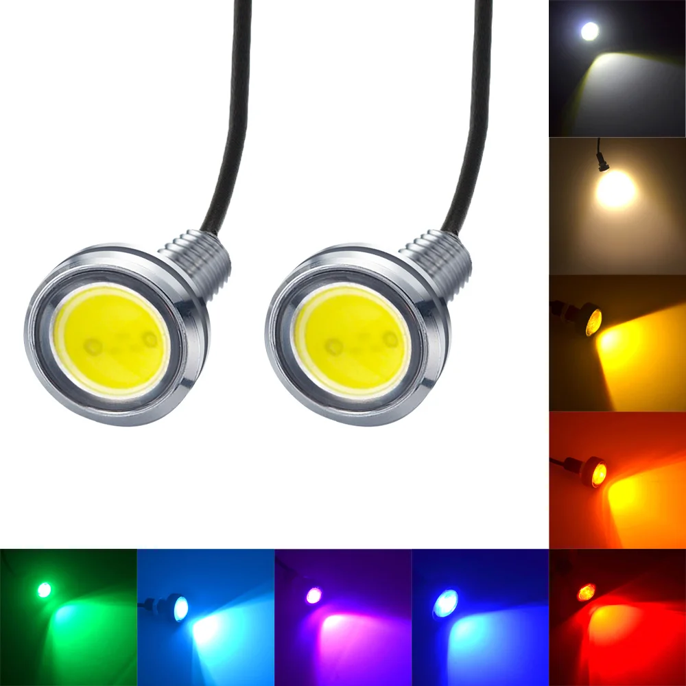 

2pcs New 23MM Car Eagle Eye Silver Shell DRL Led Daytime Running Lights LED 12V Backup Reversing Parking Signal Automobiles Lamp