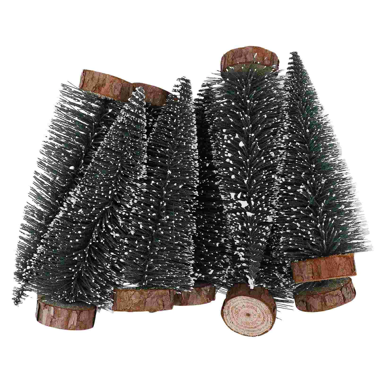 

Tree Christmas Trees Mini Brush Decorations Bottle Pine Tabletop Artificial Miniature Decor Sisal Ornaments Simulation Snow