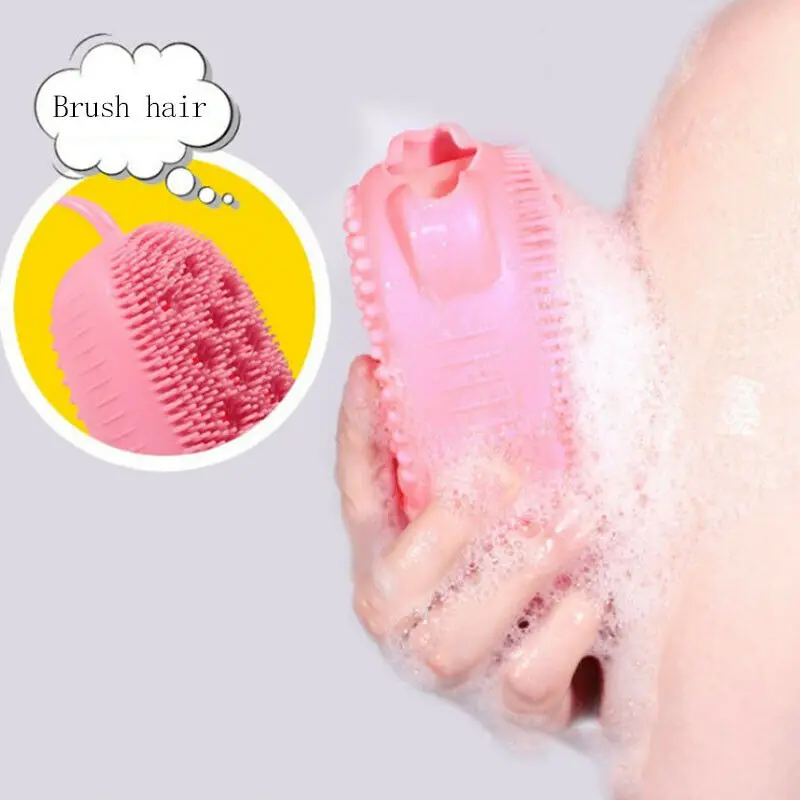 

Bath Loofah Soft Silicone Brush Full Body Scrubber Skin Cleaning Spa Bath MassagerGentle Shower Washing Tool