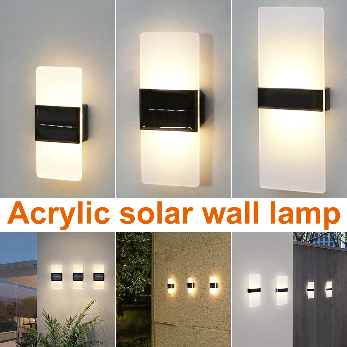 

Solar LED Wall Light Solar Wall Lamp IP65 Waterproof Acrylic Garden Landscape Lamp Up and Down Luminous Wall Decoration