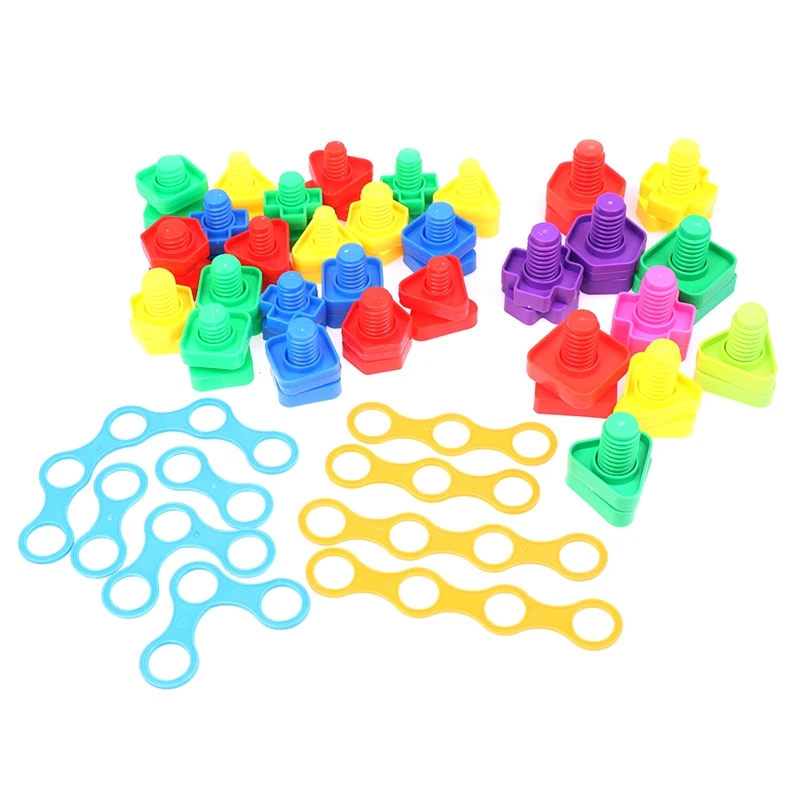 

Строительные блоки с винтами, пластиковые вставки, блоки в форме гайки, игрушки для детей, Монтессори, развивающая детская головоломка, игру...