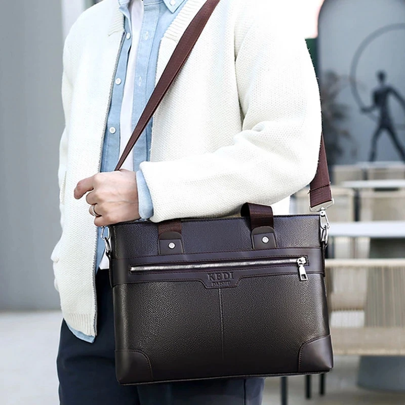 Men PU Leather Shoulder Fashion Classic Business Bags Handbag Black Bag Men for Document Leather Laptop Briefcases Bag Maletines