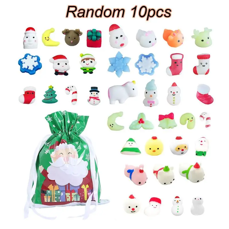 

10/30pcs Mochi Toys Mini Kawaii Animal S Christmas Dressing Squeeze Santa Snowman Toy