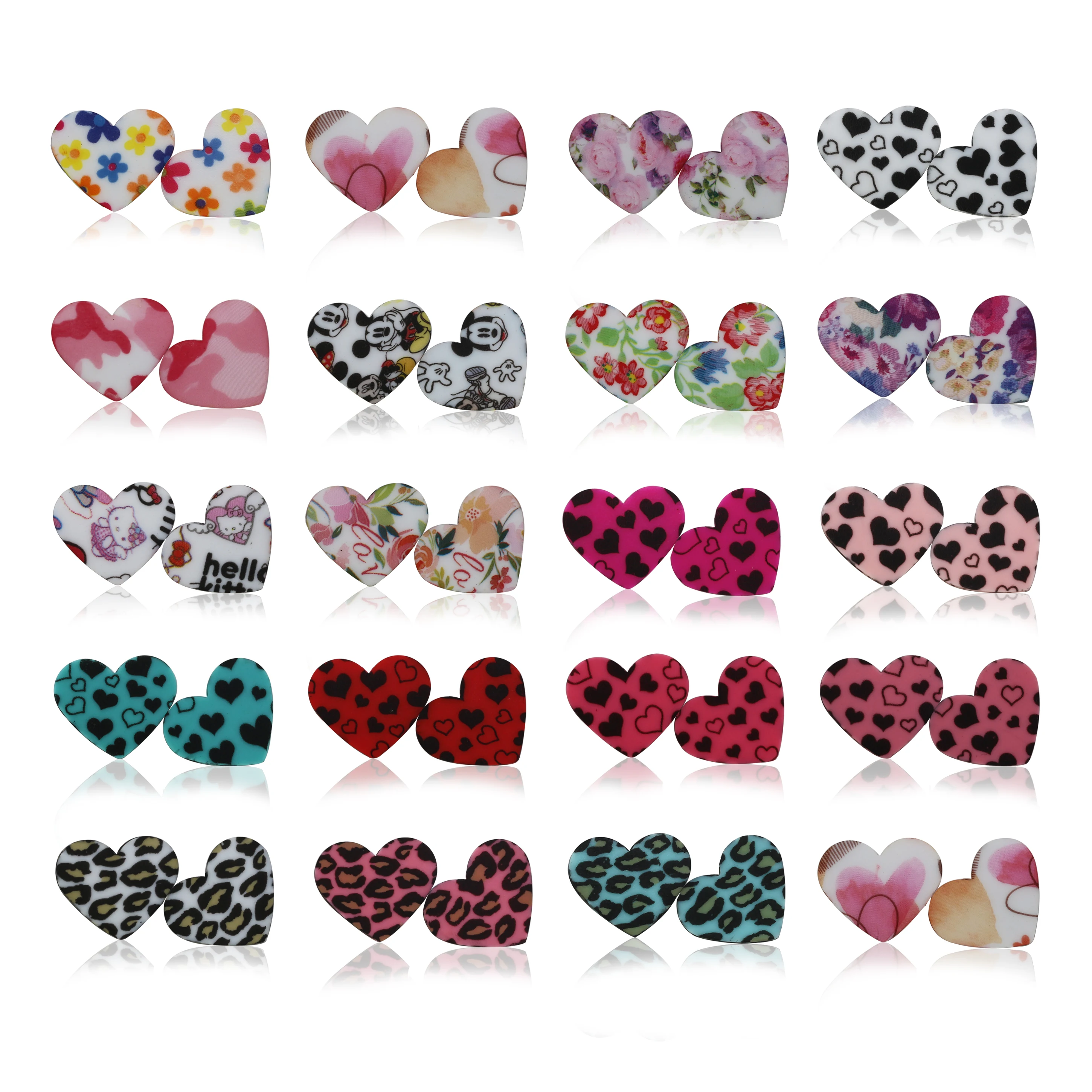 

10Pcs Valentine’s Colorful Leopard Sweet Heart Silicone Beads Print Red Pink Flower Love Shaped Balls Focal Baby Teether DIY