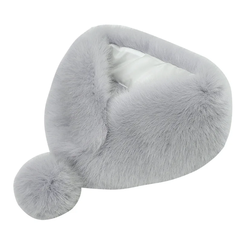 

Меховой шарф, утолщенный теплый шарф из искусственного меха, воротник из белого лисьего меха в Корейском стиле, с ленточным шариком, для сту...