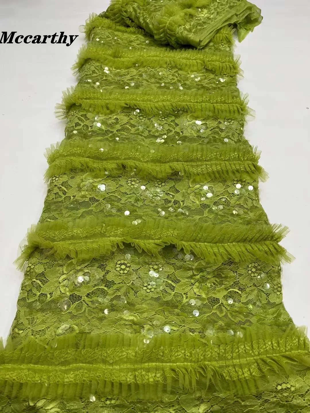 

Mccarthy 2022 Fashion African Sequins Lace Fabric Newest Embroidered Tulle Mesh French Lace Fabric For Evening Party Dresses