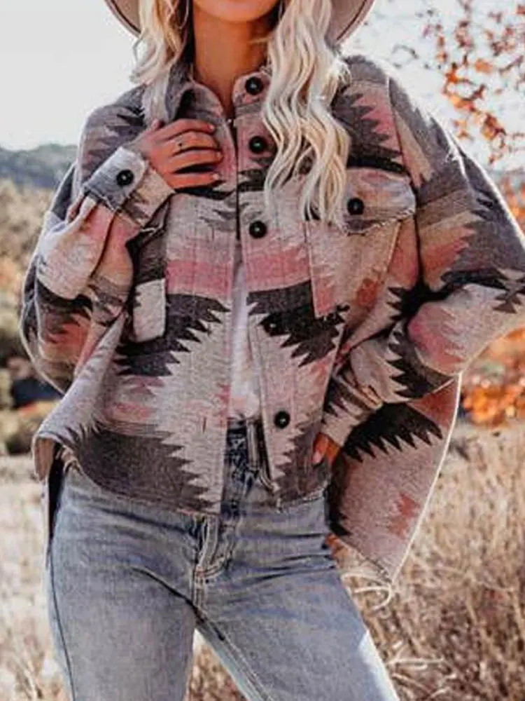 

Autumn Vintage Jacket Women Winter Coat Women Fashion Female Overshirt Jackets For Women Loose Pocket Button Jacket Coat Ladies