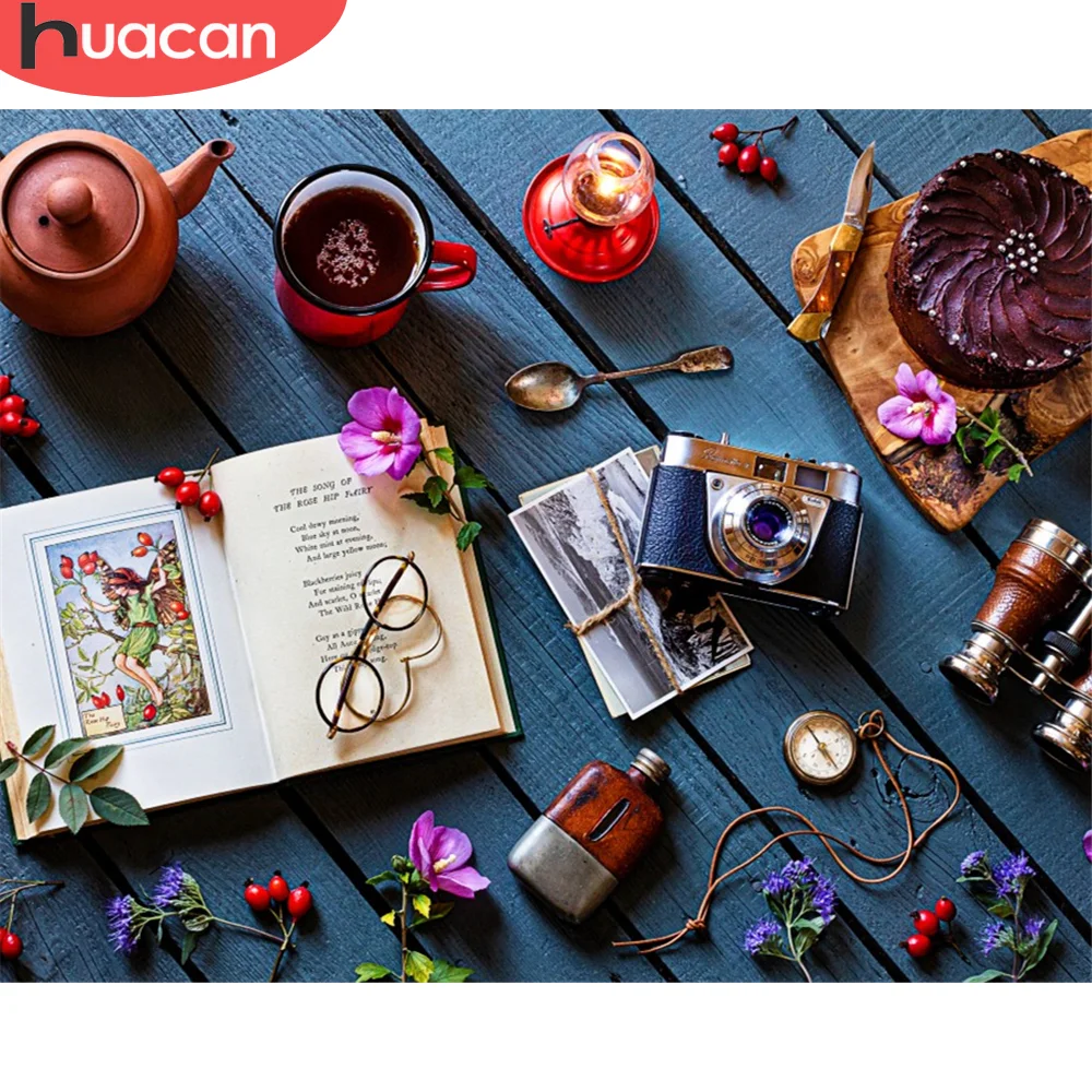 

HUACAN Coloring By Number Book Landscape Wall Art DIY Frame Unique Gift Still Life Picture Acrylic Canvas For Decoration 65x50cm