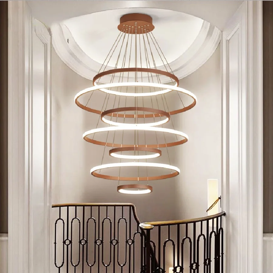 

Modern Led Chandelier 7 Circle Rings Ceiling Chandelier Lighting for Living Room Bedroom Kitchen Dining Room High Ceiling Lustre