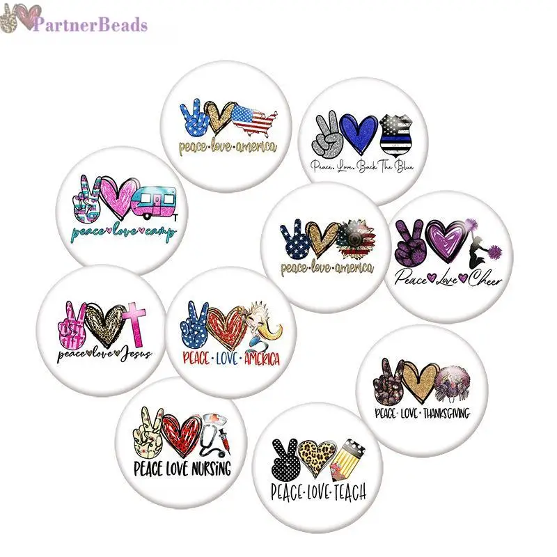 

peace Love Nurse Cross Round Photo Glass Cabochon Demo Flat Back Making Findings 20mm Snap Button N8401
