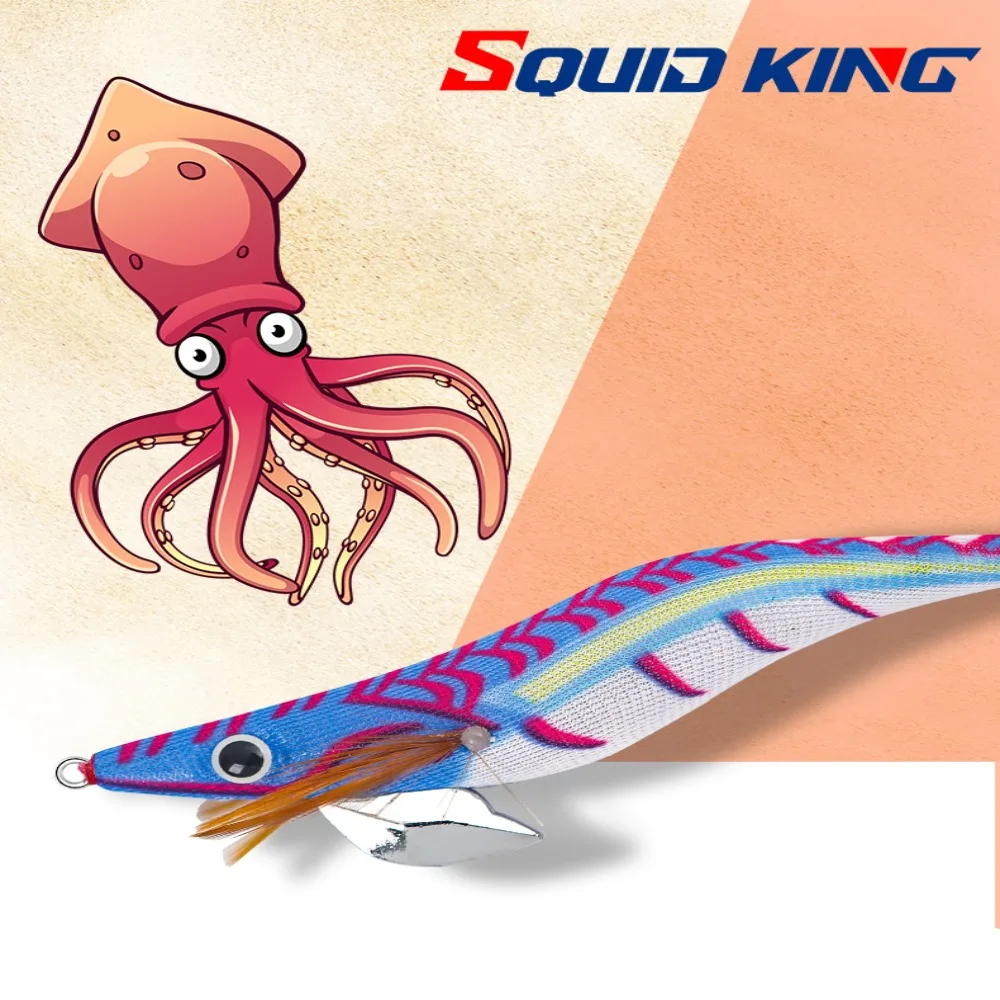 

19g 13cm Simulation Lifelike Lead Sinker Fishing Tackle weave Squid Hook Wood Shrimp Lures Octopus Bait