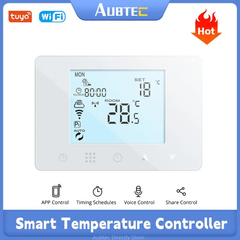 

Умный регулятор температуры Wi-Fi Tuya, термостат для обогрева пола, воды, газового котла, контроллер температуры с Alexa