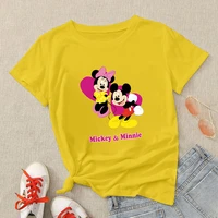 mickey mouse couple t shirt disneystreetwear summer 2022 american apparel unisex clothes yellow short sleeve wholesale tshirt