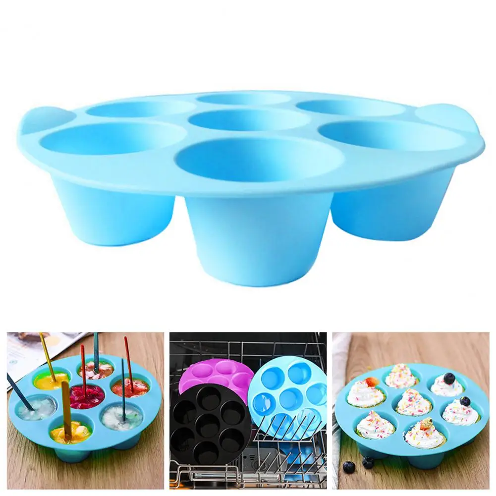 

Cake Mold High Temperature Resistant Quick Release 7 Holes Chocolate Mold Silicone Muffin Pans Baking Tool Bakery Supplies